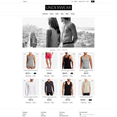 Underwear for Men PrestaShop Theme (PrestaShop theme for mens underwear) Item Picture