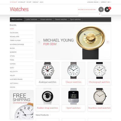 Watches Responsive Magento Theme (Magento theme for selling jewelry and watches) Item Picture