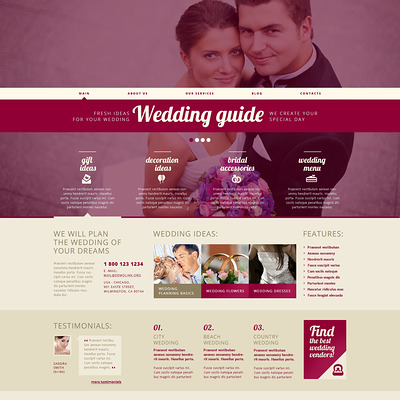 Wedding Planner Responsive WordPress Theme (WordPress theme for wedding professionals) Item Picture