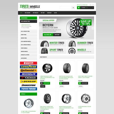 Wheels & Tires Responsive Magento Theme (Magento theme for car, automotive, and vehicle stores) Item Picture