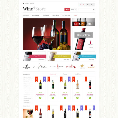 Wine Store PrestaShop Theme (PrestaShop theme for liquor, alcohol, beer, and wine stores) Item Picture