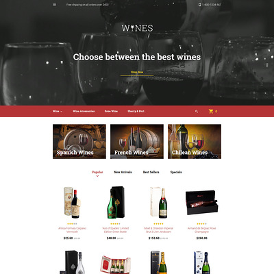 Wines PrestaShop Theme (PrestaShop theme for liquor, alcohol, beer, and wine stores) Item Picture