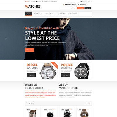 Brand Watches OpenCart Template (OpenCart theme for selling jewelry and watches) Item Picture