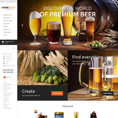 Brewery Responsive OpenCart Template (OpenCart theme for selling liquor, wine, and beer) Item Picture