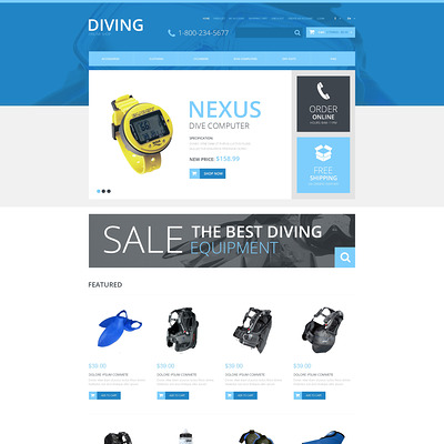 Diving Responsive OpenCart Template (OpenCart theme for marine, yachting, fishing, and diving stores) Item Picture