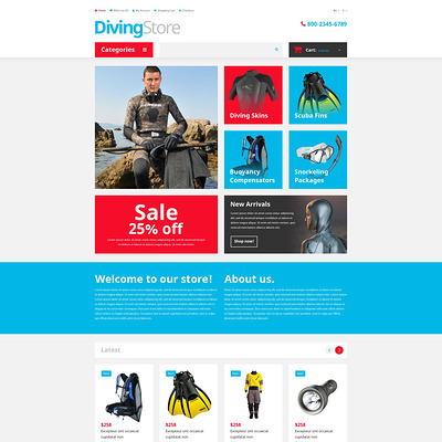 Diving Shop OpenCart Template (OpenCart theme for marine, yachting, fishing, and diving stores) Item Picture