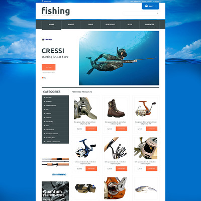 Fishing Responsive WooCommerce Theme (WooCommerce theme for marine, yachting, diving, and fishing stores) Item Picture
