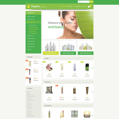 Organic Cosmetics OpenCart Template (OpenCart theme for selling cosmetics, hair products, and perfumes) Item Picture