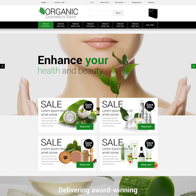 Organic Cosmetics Store OpenCart Template (OpenCart theme for selling cosmetics, hair products, and perfumes) Item Picture