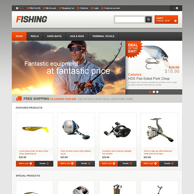 Responsive Fishing Store OpenCart Template (OpenCart theme for marine, yachting, fishing, and diving stores) Item Picture