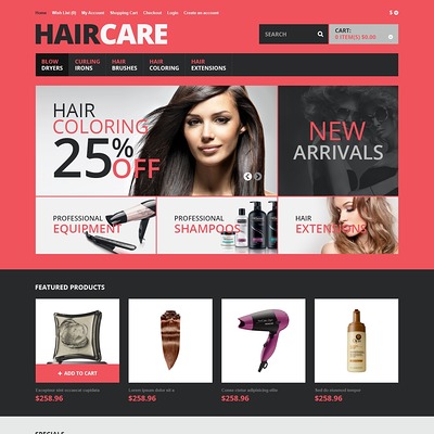 Responsive Hair Care Store OpenCart Template (OpenCart theme for selling cosmetics, hair products, and perfumes) Item Picture