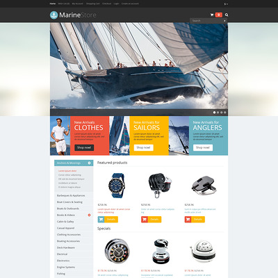 Responsive Marine Store OpenCart Template (OpenCart theme for marine, yachting, fishing, and diving stores) Item Picture