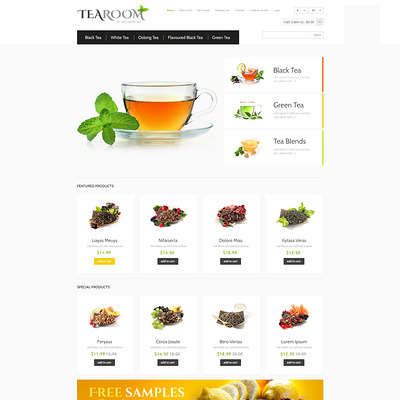 Responsive Tea Shop OpenCart Template (OpenCart theme for selling tea and coffee) Item Picture