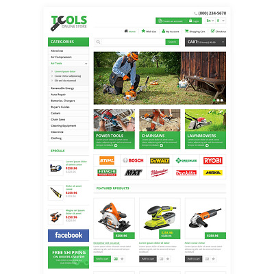 Responsive Tools Store OpenCart Template (OpenCart theme for selling tools) Item Picture