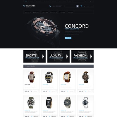 Responsive Watches Store OpenCart Template (OpenCart theme for selling jewelry and watches) Item Picture