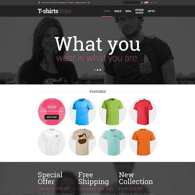 TShirts for Guys Girls OpenCart Template (OpenCart theme for clothing stores) Item Picture