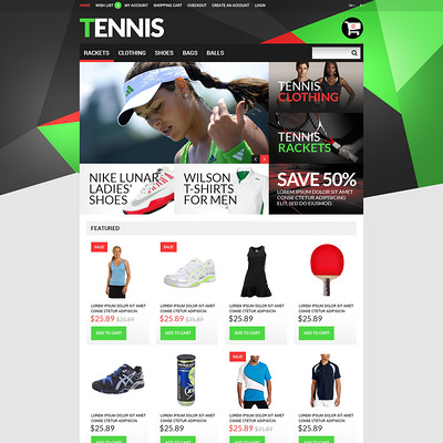 Tennis Accessories OpenCart Template (OpenCart theme for sports, gym, and fitness stores) Item Picture
