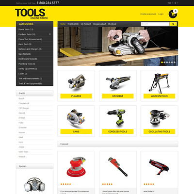 Tools & Equipment Responsive OpenCart Template (OpenCart theme for selling tools) Item Picture