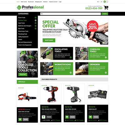 Tools & Equipment Responsive OpenCart Template (OpenCart theme for selling tools) Item Picture