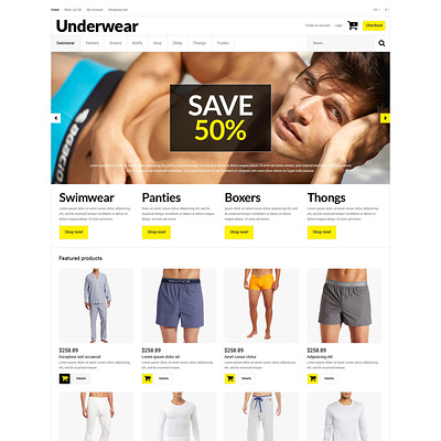Trendy Underwear for Men OpenCart Template (OpenCart theme for selling lingerie and underwear) Item Picture