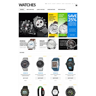 Watches Assortment OpenCart Template (OpenCart theme for selling jewelry and watches) Item Picture