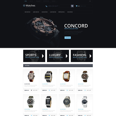Watches Responsive OpenCart Template (OpenCart theme for selling jewelry and watches) Item Picture