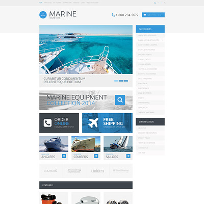 Yachting Responsive OpenCart Template (OpenCart theme for marine, yachting, fishing, and diving stores) Item Picture