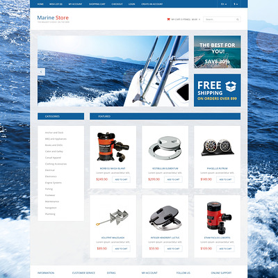 Yachting Responsive OpenCart Template (OpenCart theme for marine, yachting, fishing, and diving stores) Item Picture