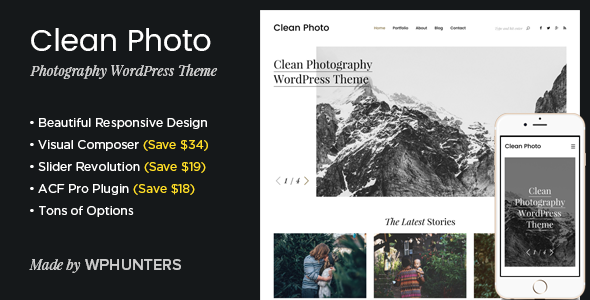 Clean Photo (WordPress theme for photographers) Item Picture