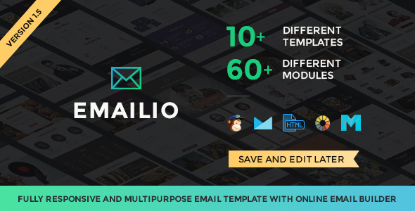 Emailio Responsive Multipurpose Email Template With Online Email Builder (email template) Item Picture