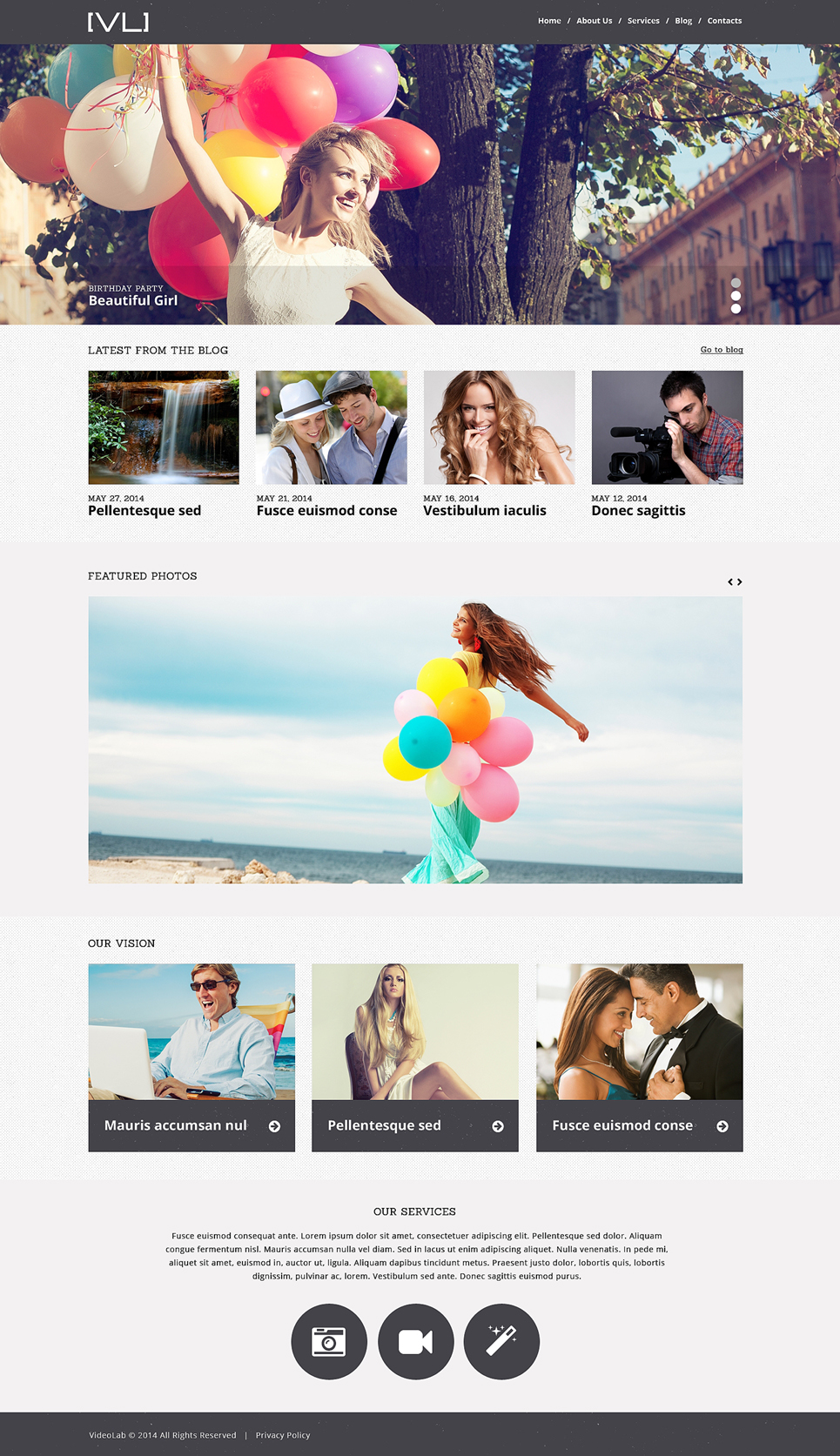 Happy Moments Videography WordPress Theme (WordPress theme for photographers) Item Picture