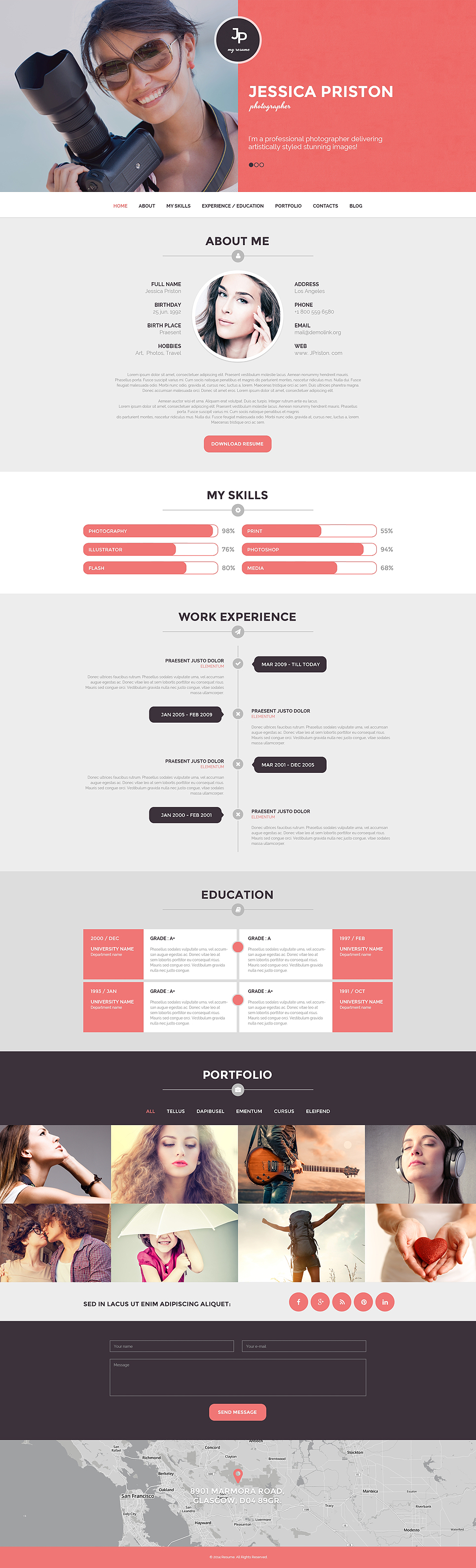 Photographer CV WordPress Theme (WordPress theme for photographers) Item Picture