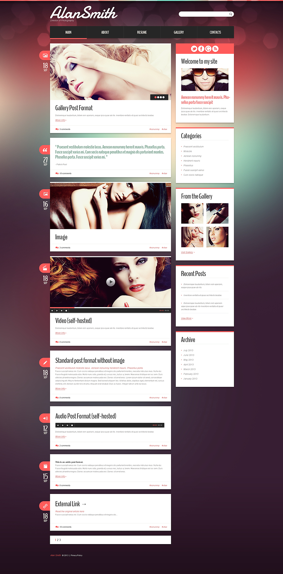Photographer Portfolio Responsive WordPress Theme (WordPress theme for photographers) Item Picture