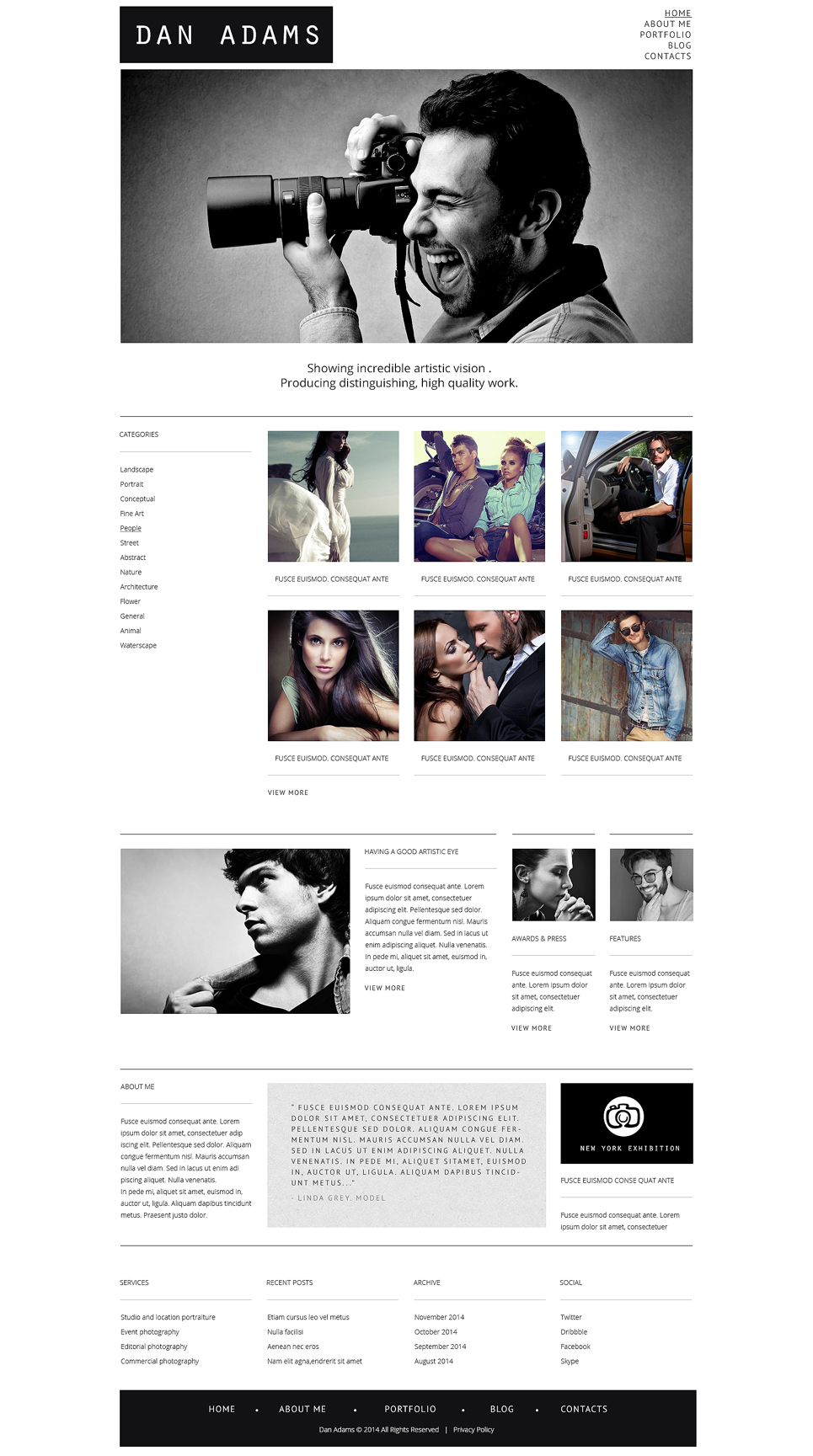 Photographer Portfolio Responsive WordPress Theme (WordPress theme for photographers) Item Picture