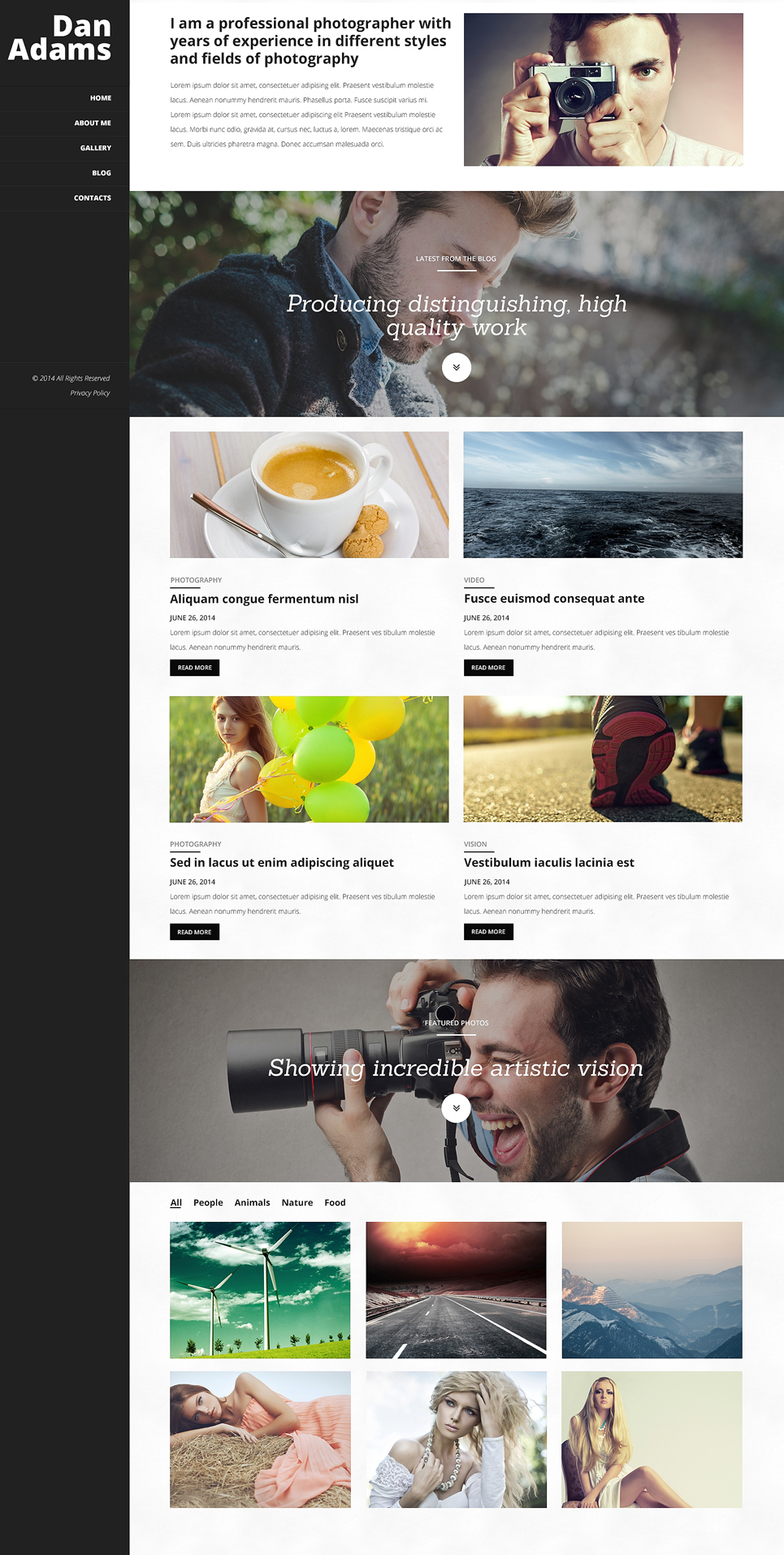 Photography Online Portfolio WordPress Theme (WordPress theme for photographers) Item Picture