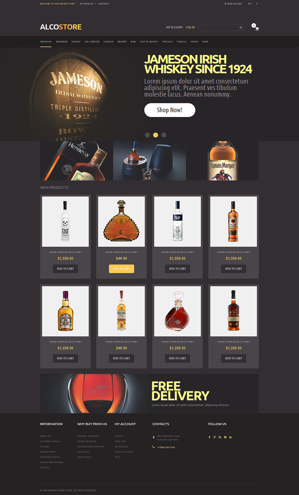 Alcoholic Beverages Magento Theme (website template for ecommerce) Item Picture