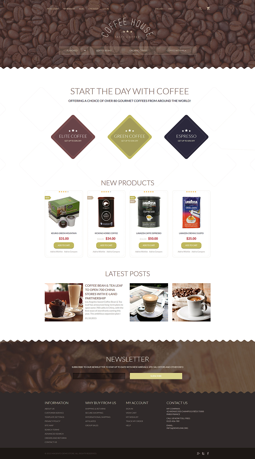 Coffee Shop Magento Theme (website template for ecommerce) Item Picture