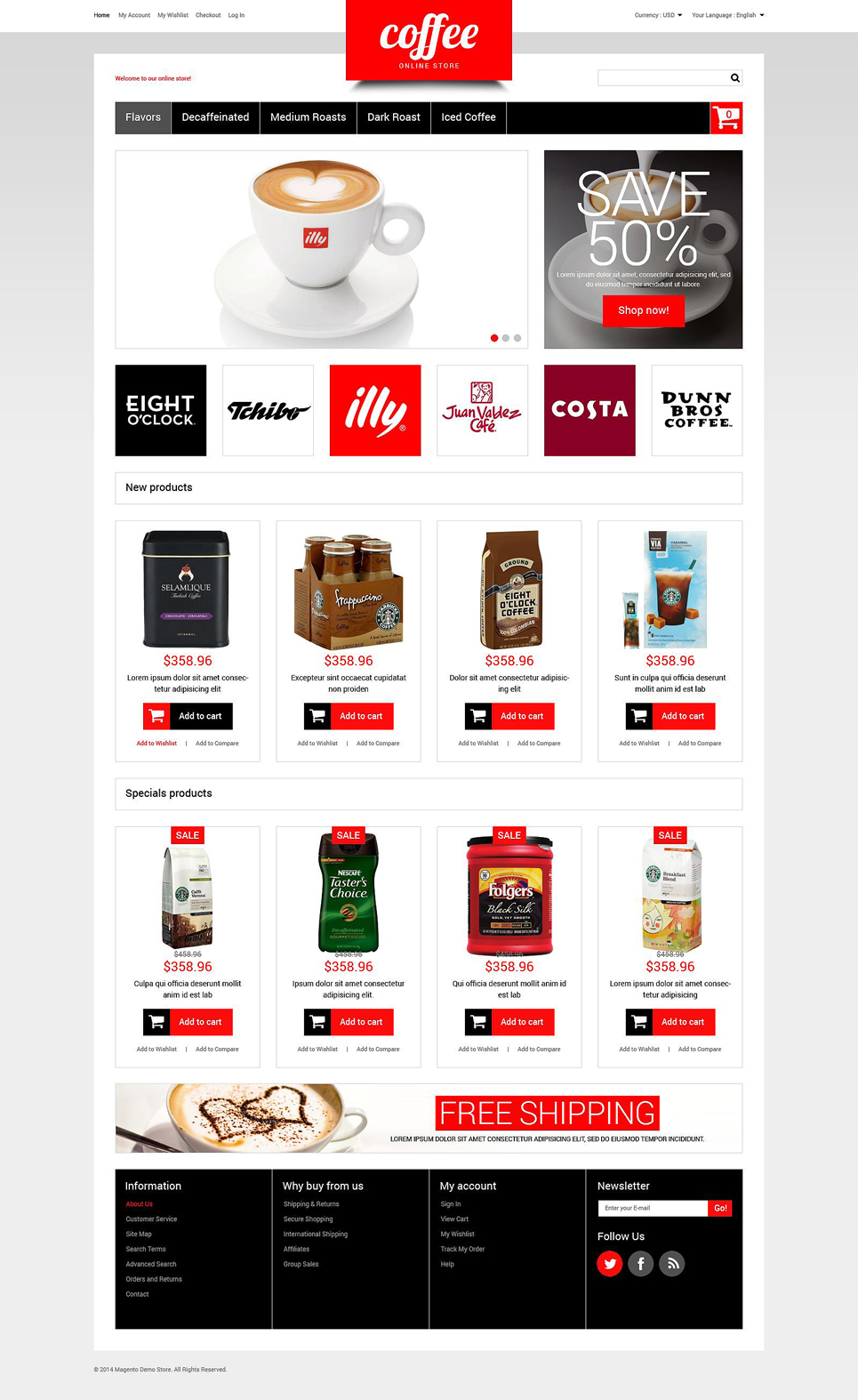 Coffee Store Magento Theme (website template for ecommerce) Item Picture