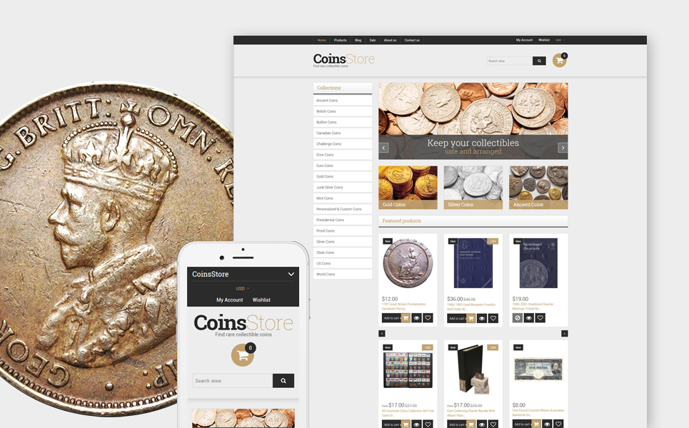 Collectible Coins & Supplies (website template for ecommerce) Item Picture