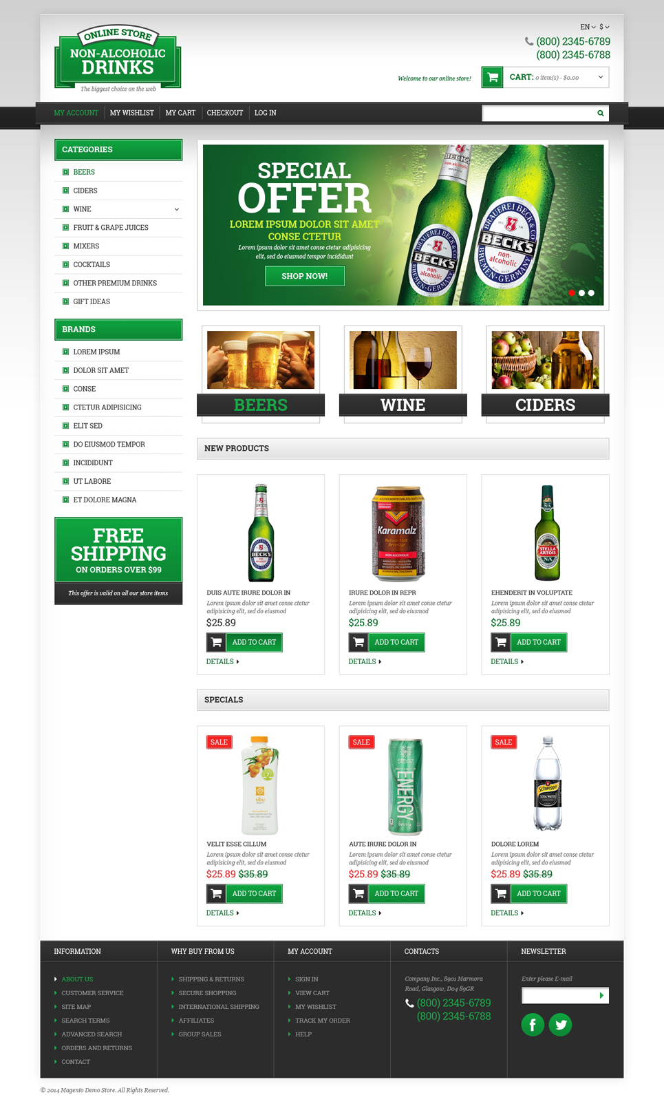 Food & Drink Responsive Magento Theme (website template for ecommerce) Item Picture