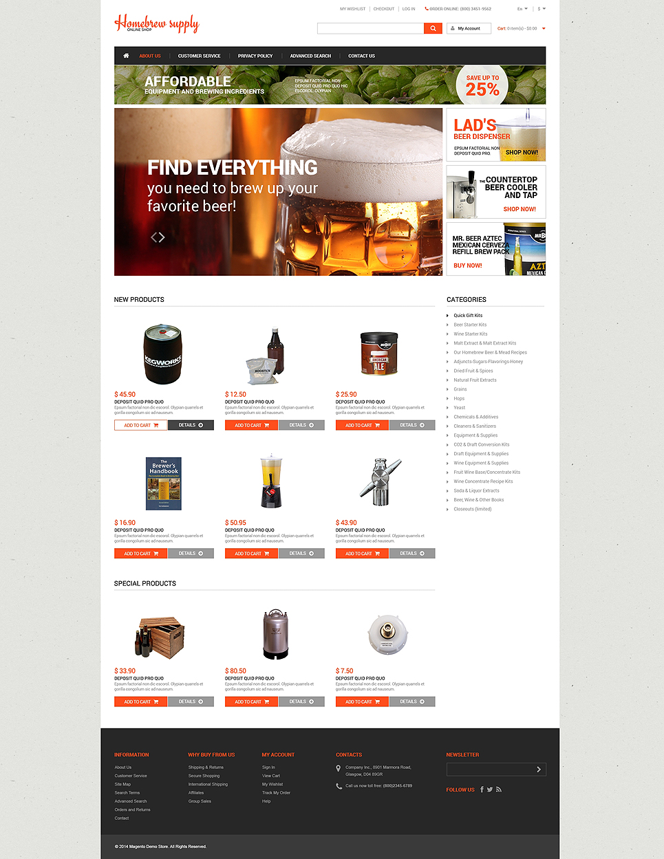 Homebrew Supply Shop Magento Theme (website template for ecommerce) Item Picture