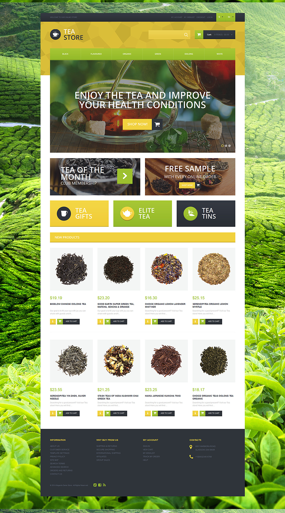 Naturally Grown Tea Magento Theme (website template for ecommerce) Item Picture