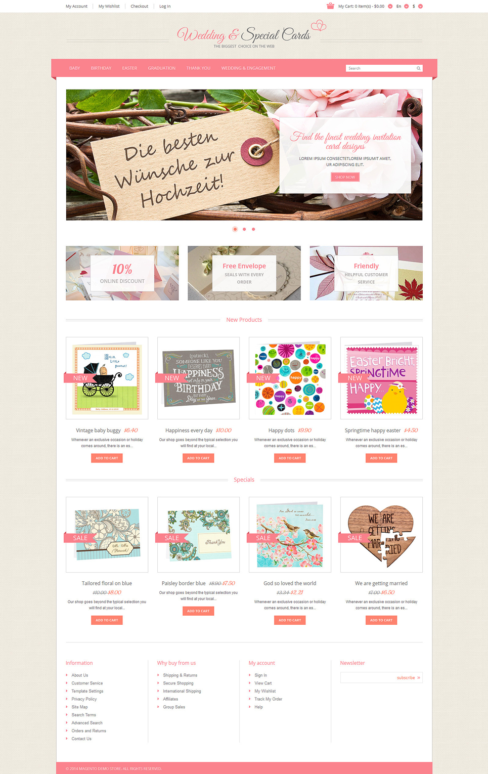 Special Occasion Cards Magento Theme (wedding industry website theme) Item Picture