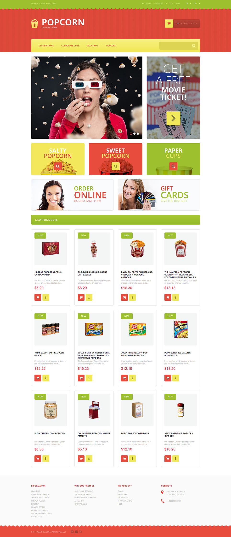 Tasty Popcorn Magento Theme (website template for ecommerce) Item Picture