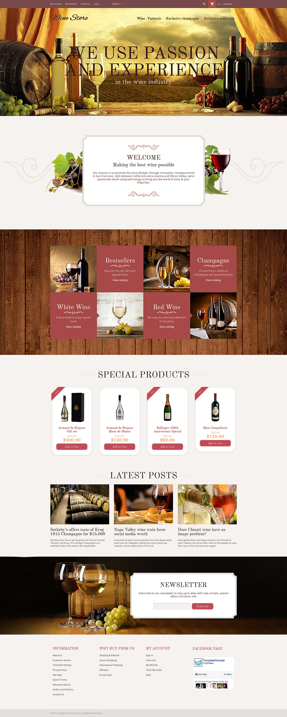 Wine Store Magento Theme (website template for ecommerce) Item Picture