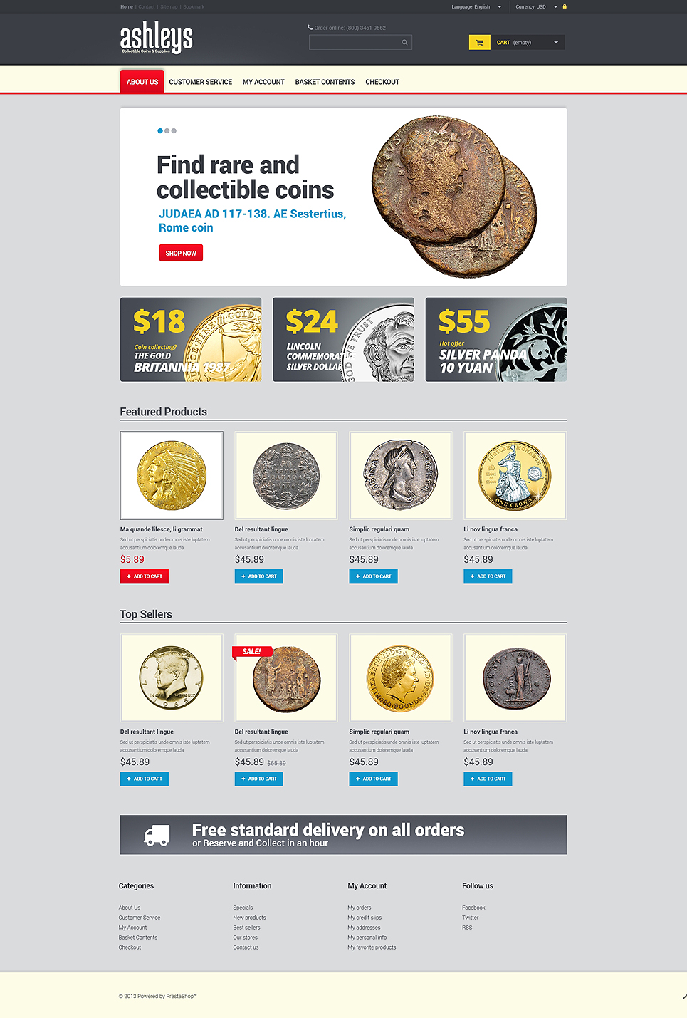 Ashleys Coin Shop (PrestaShop template) Item Picture