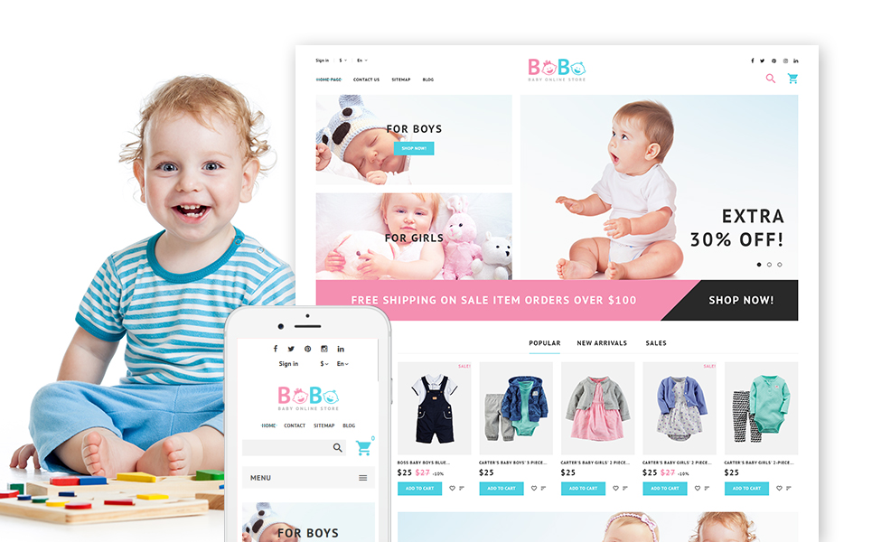 15+ Baby & Children's Clothes site Templates (Baby