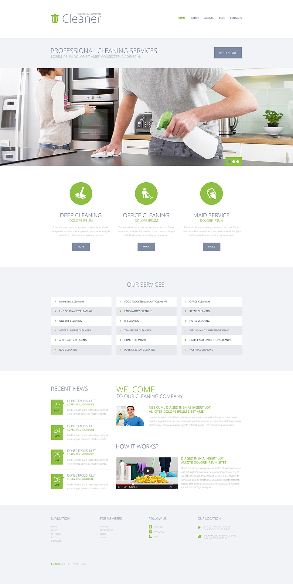 Cleaning Services WordPress Theme (maid service WordPress theme) Item Picture
