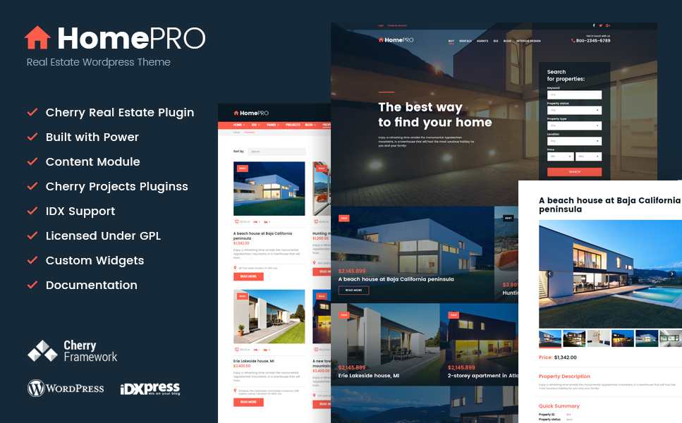 HomePro Real Estate Portal WordPress Theme