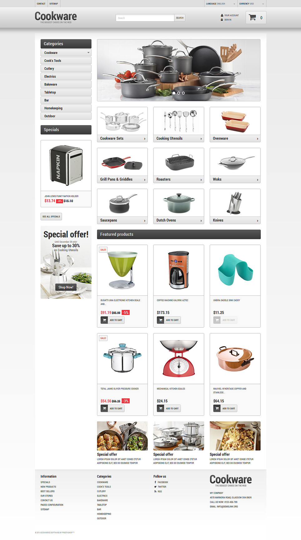 20+ Kitchenware, Cookware and Knife Store Website Themes